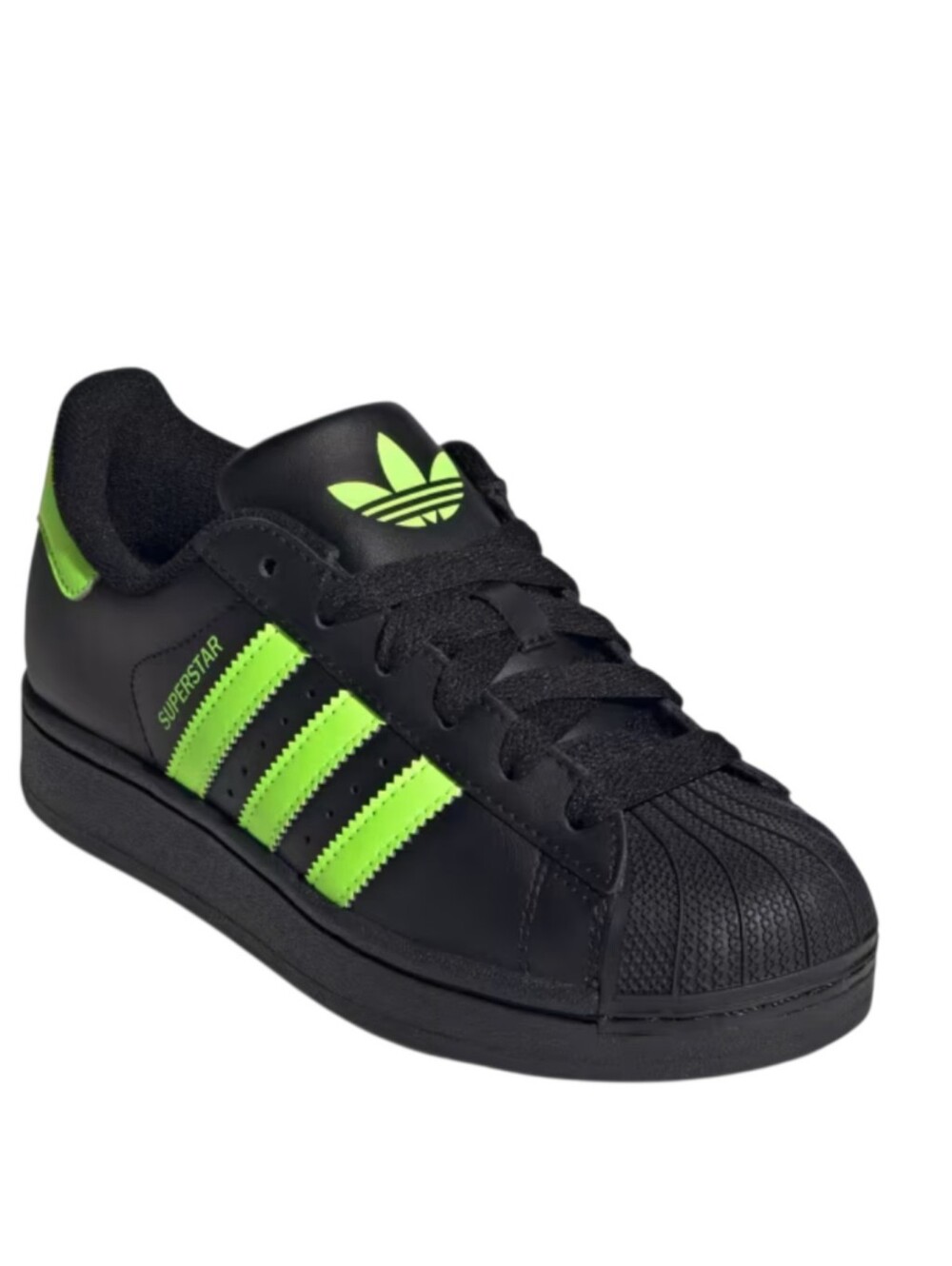 SUPERSTAR ADIDAS II Shell Top Sneakers Black Neon Green Girls WOMENS SIZE 7 - Picture 3 of 7